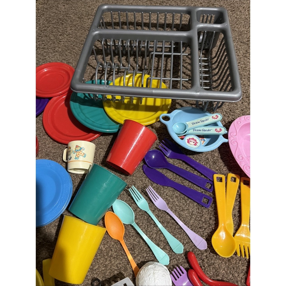 Huge Vintage Play Food Lot Play Kitchen Accessories Bowls Plates Food Mixed Lot - Picture 15 of 15